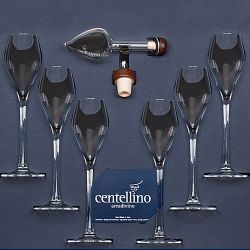 Confezione Regalo 1 Decanter Centellino più 6 calici da grappa Divine Golosità Toscane